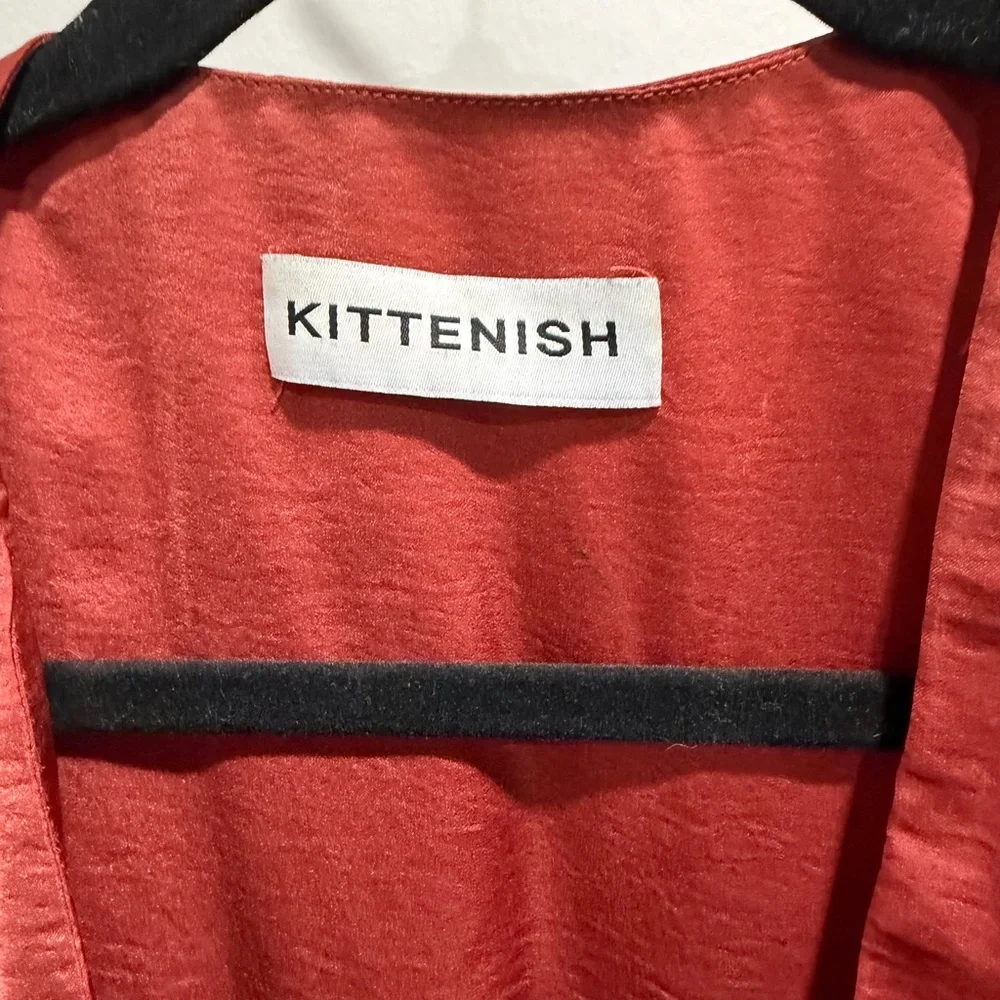 Kittenish Rust Red Satin Drape dress - Picture 2 of 6